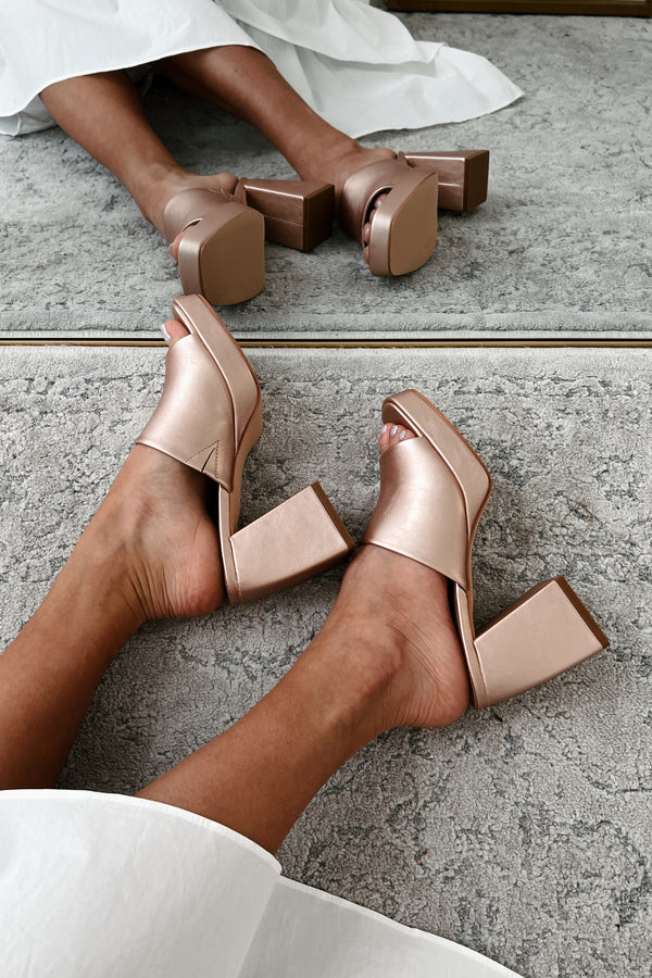 Cosmic Karma Platform Heeled Sandals (Rose Gold) - NanaMacs