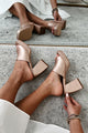 Cosmic Karma Platform Heeled Sandals (Rose Gold) - NanaMacs