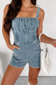 Who's Counting Corset Denim Romper (Denim)