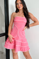 Smiles & Spritzers Contrast Piping Mini Dress (Pink) - NanaMacs