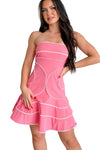 Smiles & Spritzers Contrast Piping Mini Dress (Pink) - NanaMacs
