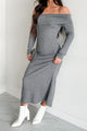 Tanya Off The Shoulder Sweater Maxi Dress (Heather Grey) - NanaMacs