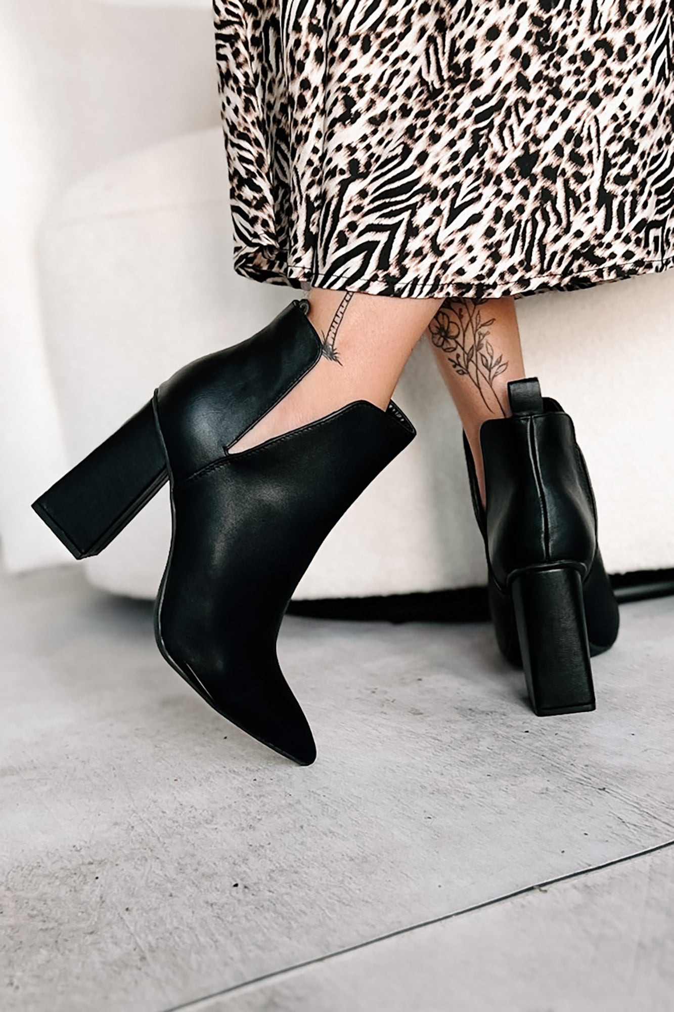 Boston In The Side Cut-Out Ankle Booties (Black) - NanaMacs