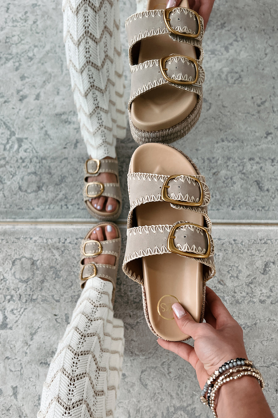 Cabo Casual Double Strap Platform Sandals (Taupe)