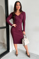 Adena Sweater Knit Midi Dress (Purple) - NanaMacs