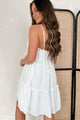 Simply Beguiling Tiered Ruffle Trim Mini Dress (Off White) - NanaMacs