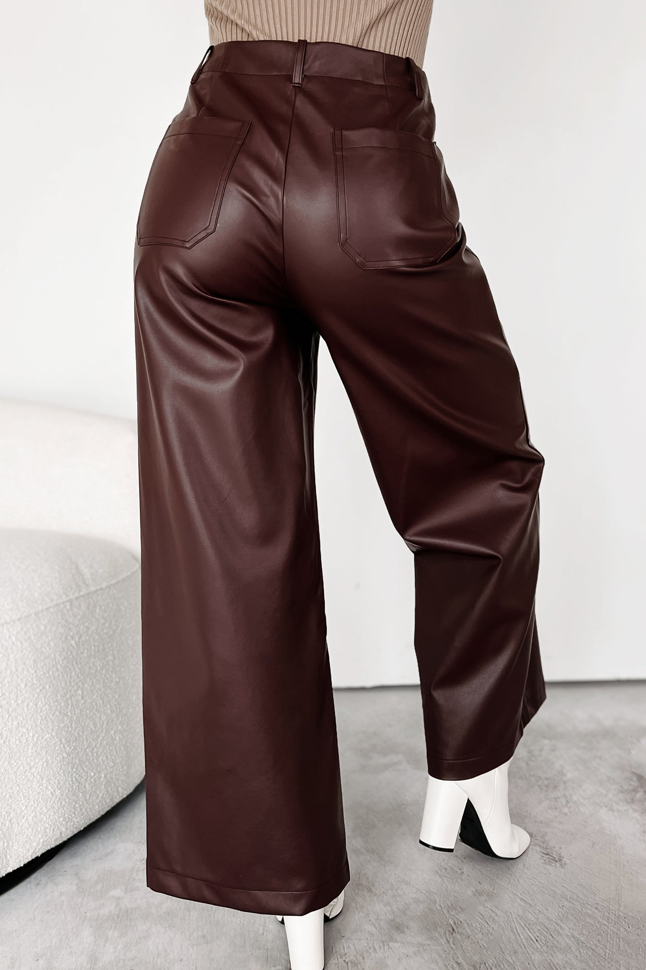 More Than Usual Wide-Leg Faux Leather Pant (Chocolate) · NanaMacs