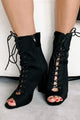 Uptown Chic Open Toe Lace-Up Booties (Black) - NanaMacs