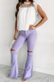 Doorbuster Bold Moves High Rise Distressed Flare Jeans (Lavender) - NanaMacs