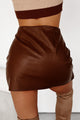 Ready For Autumn Wrap Pleather Mini Skort (Brown) - NanaMacs