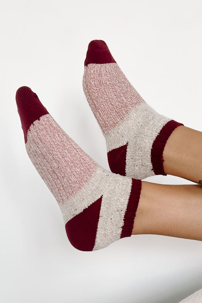 No Cold Feet Here Colorblock Socks (Berry) - NanaMacs