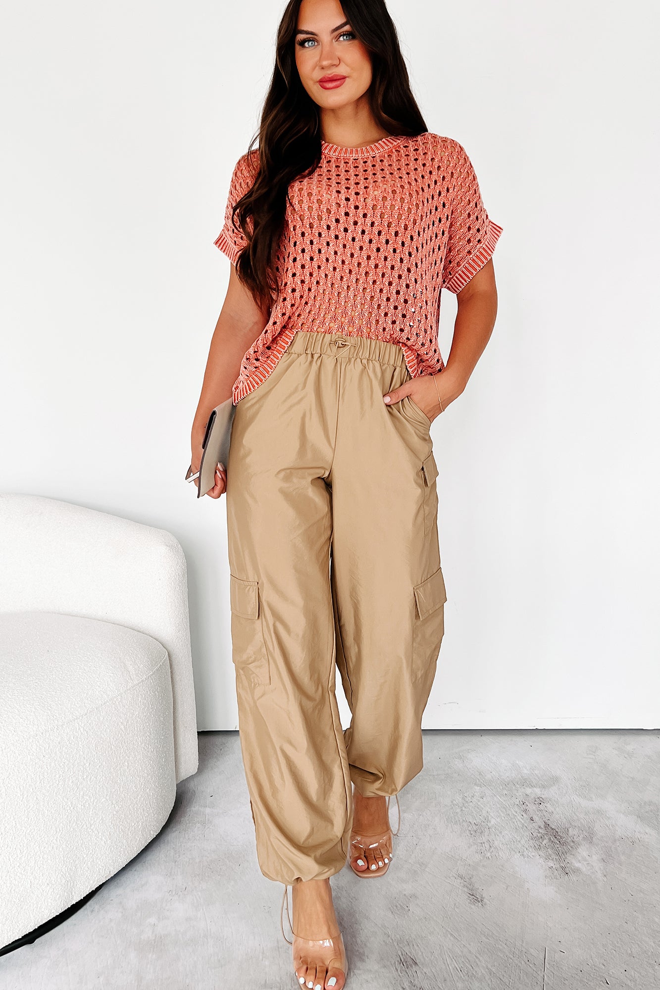 Waterloo Wide Leg Cargo Pants (Tan) - NanaMacs