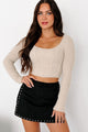 Art Of Subtleness Fuzzy Knit Long Sleeve Top (Oatmeal) - NanaMacs