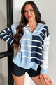 Cute But Chaotic Colorblock Stripe Sweater (Blue Multi) - NanaMacs