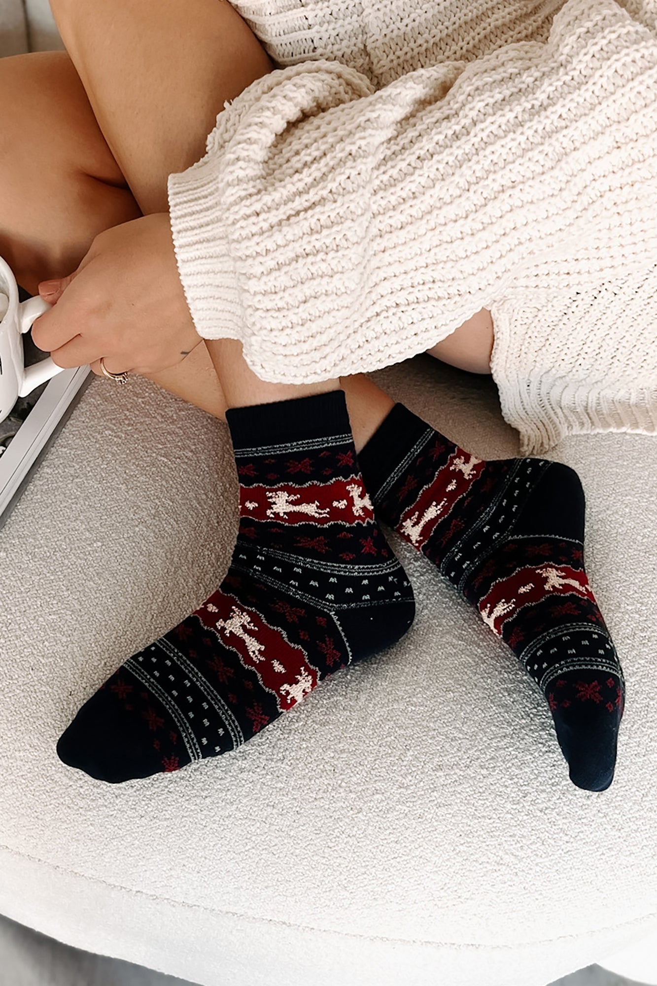 A Foot Above The Rest Holiday Crew Socks (Navy) - NanaMacs