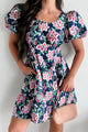 Graceful Blooms Floral Mini Dress (Navy) - NanaMacs