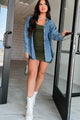 Reality Calling Oversized Denim Chambray Top (Denim) - NanaMacs