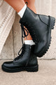 Taking Command Faux Leather Combat Boots (Black PU) - NanaMacs