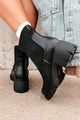 Born To Roam Chelsea Platform Ankle Booties (Black PU) - NanaMacs