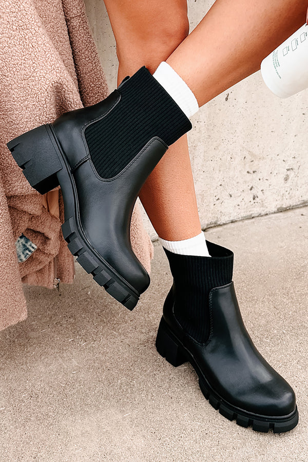 Born To Roam Chelsea Platform Ankle Booties (Black PU) - NanaMacs