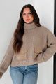 Tell Me Everything Cowl Neck Cargo Sweater (Taupe) - NanaMacs