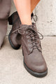 Explore & Discover Ankle Knit Lace-Up Booties (Brown PU) - NanaMacs