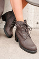 Explore & Discover Ankle Knit Lace-Up Booties (Brown PU) - NanaMacs