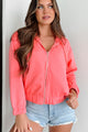 Dressed To Chill Zip-Up Hoodie (Bright Pink) - NanaMacs