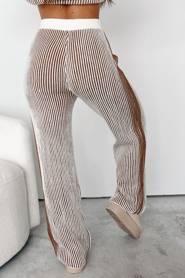 Salazar Two-Tone Striped Sweater & Pants Set (Ivory/Cinnamon) - NanaMacs