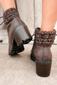 Explore & Discover Ankle Knit Lace-Up Booties (Brown PU) - NanaMacs