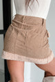 Chalet Chic Corduroy Sherpa Mini Skirt (Tan) - NanaMacs