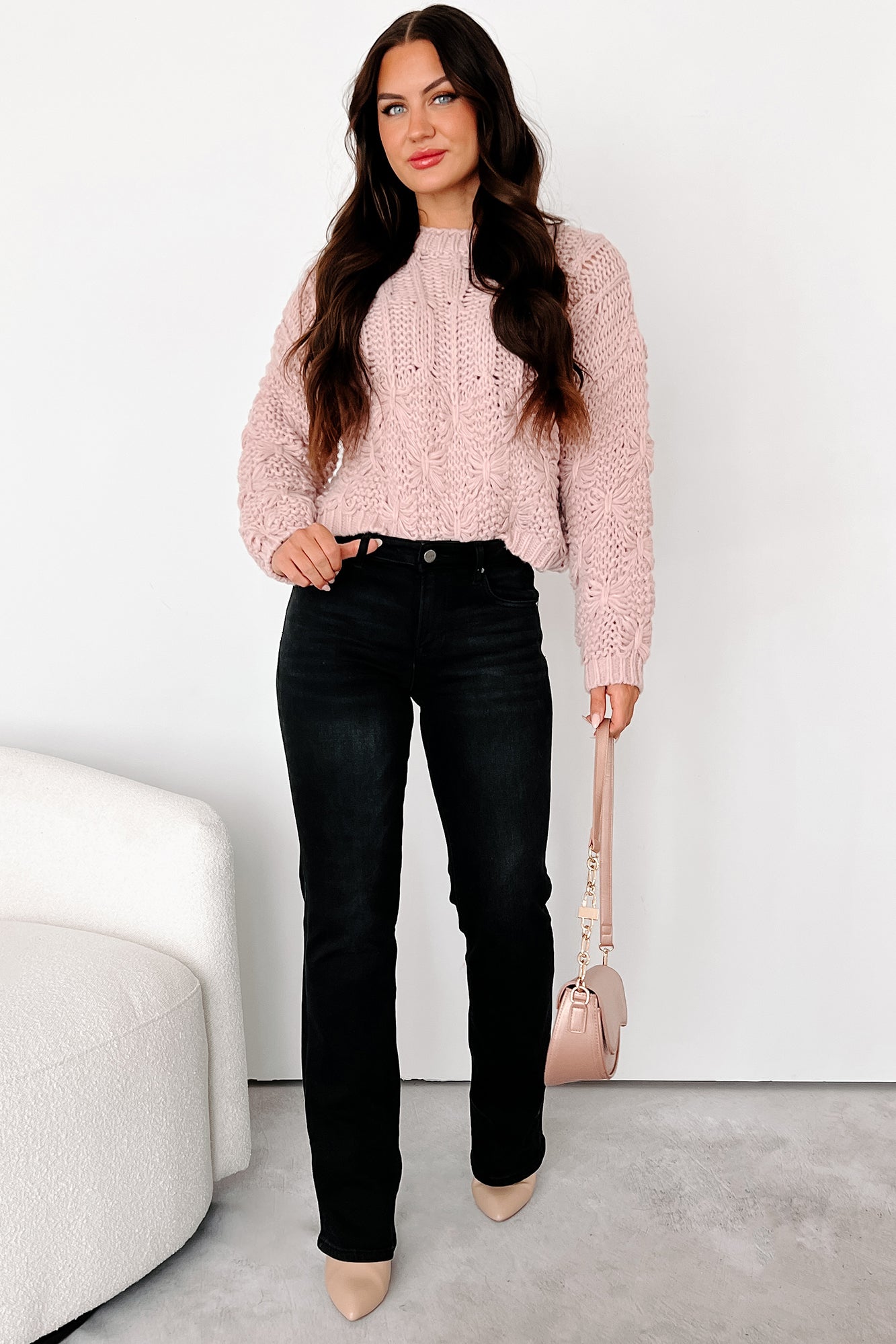 Simply Precious Chunky Knit Sweater (Rose Dust) - NanaMacs