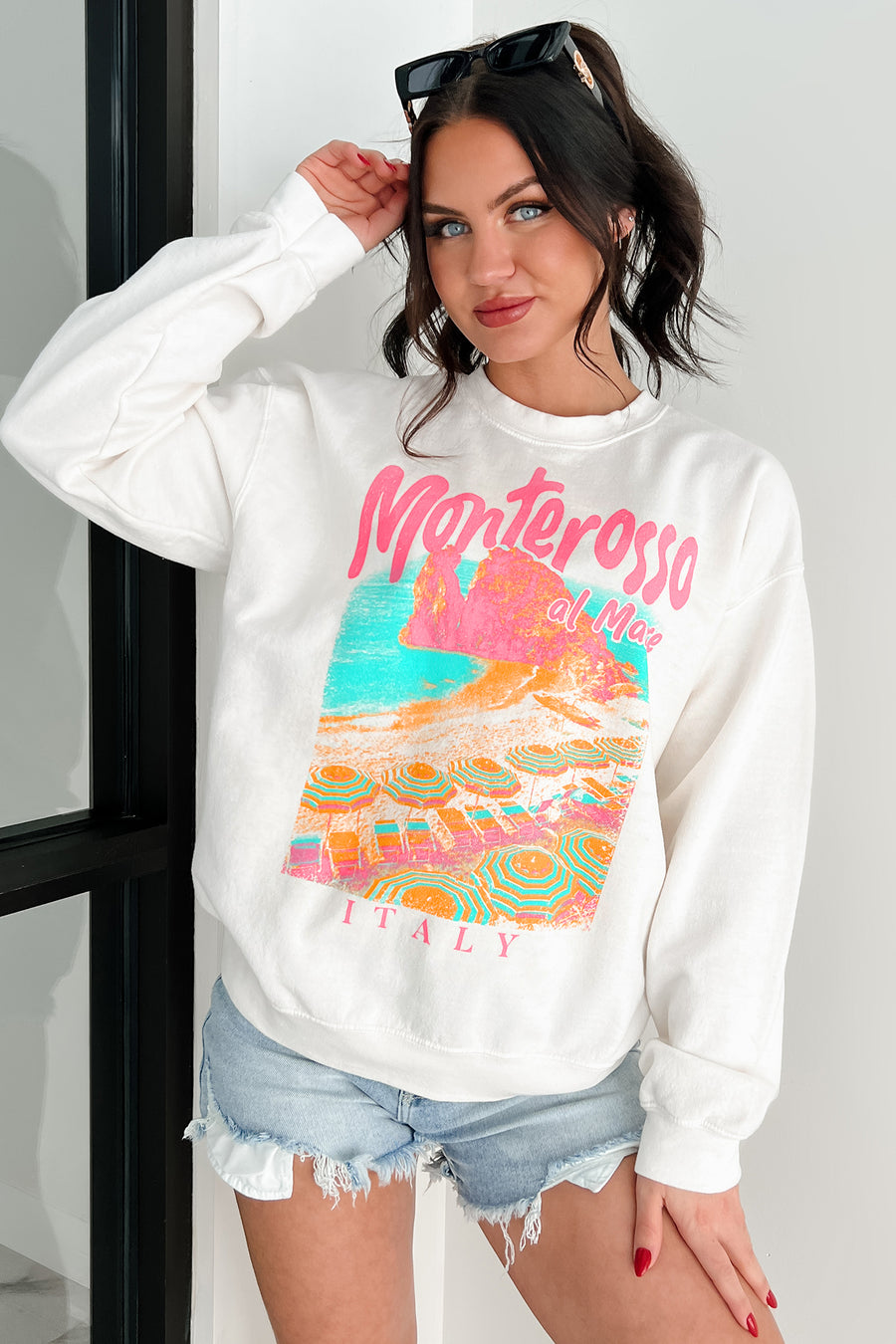 "Monterosso Italy" Graphic Sweatshirt (Ivory) - NanaMacs