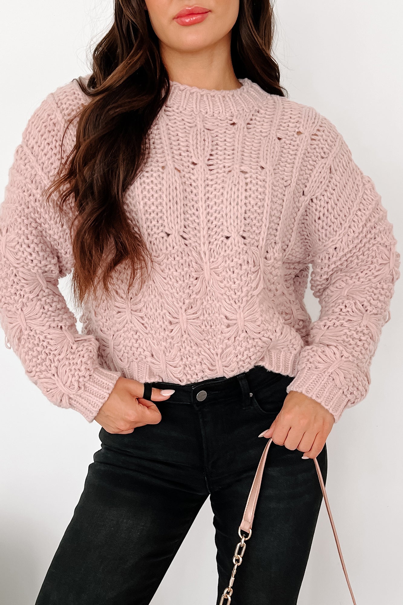 Simply Precious Chunky Knit Sweater (Rose Dust) - NanaMacs