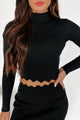 Nicki Scallop Hem Mock Neck Top (Black) - NanaMacs