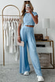 Fashionable Finesse Crop Top & Palazzo Pant Set (Baby Blue) - NanaMacs