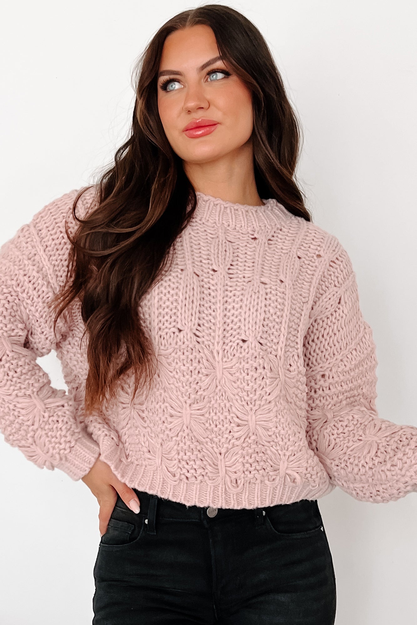 Simply Precious Chunky Knit Sweater (Rose Dust) - NanaMacs