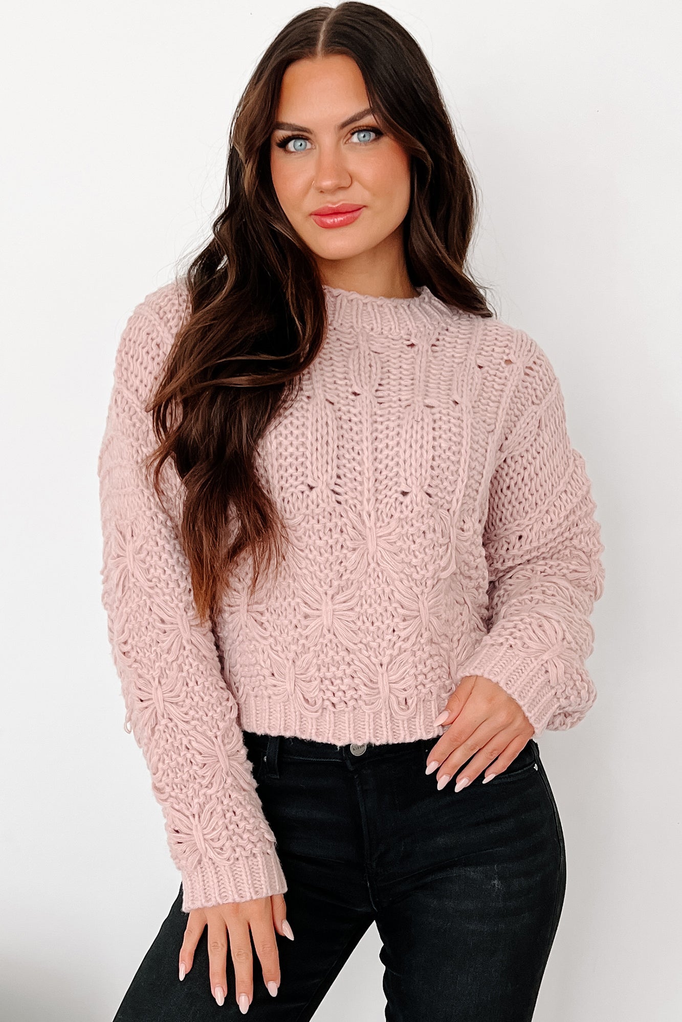 Simply Precious Chunky Knit Sweater (Rose Dust) - NanaMacs