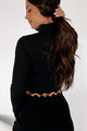 Nicki Scallop Hem Mock Neck Top (Black) - NanaMacs