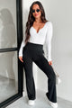 Staying Humble Fold-Over Waist Lounge Pants (Black) - NanaMacs