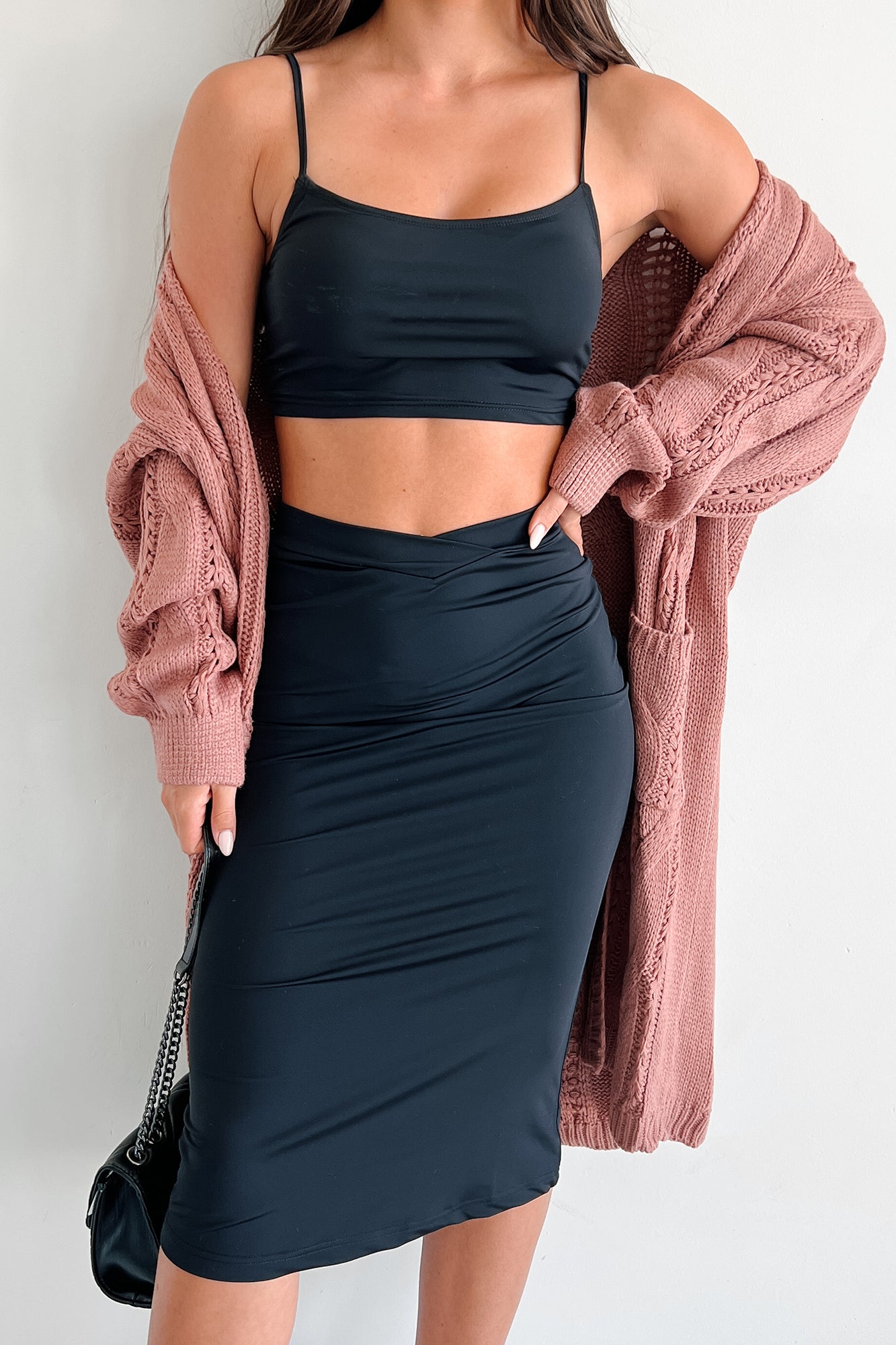 Find Your Purpose Cable Knit Long Cardigan (Chestnut) - NanaMacs