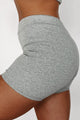 Minding Mine Mid Rise Ribbed Biker Shorts (Heather Grey) - NanaMacs