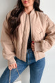 Cool Girl Energy Oversized Bomber Jacket (Beige) - NanaMacs