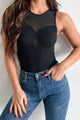 Mellie Ribbed Mesh Bodysuit (Black) - NanaMacs