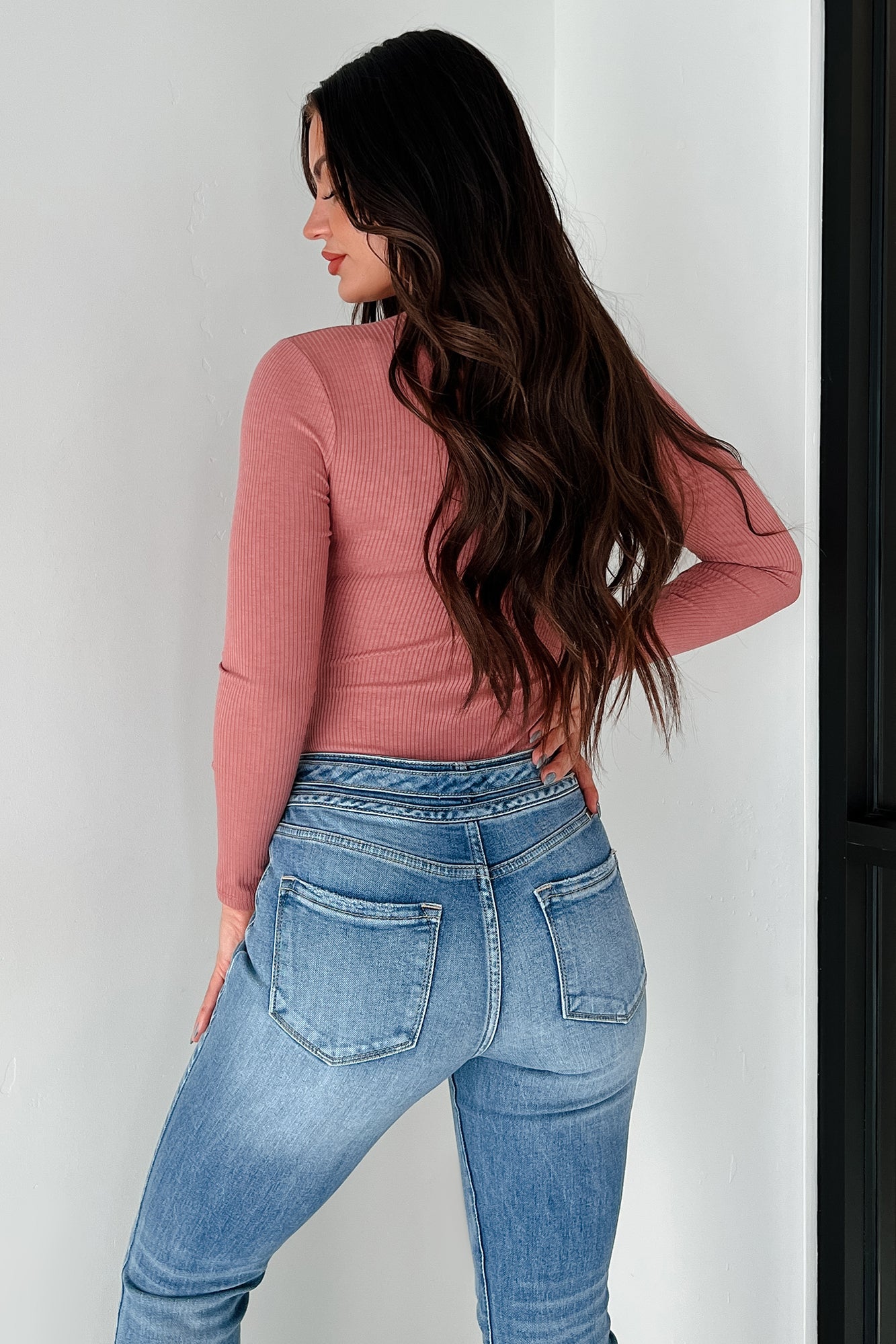 Smile Often Button Front Long Sleeve Bodysuit (Ash Rose) - NanaMacs