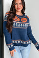 Halloween Haunts Halloween Theme Sweater (Navy Multi)