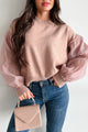 Sharon Contrast Sleeve Sweater (Mauve) - NanaMacs