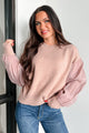 Sharon Contrast Sleeve Sweater (Mauve) - NanaMacs