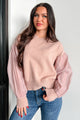 Sharon Contrast Sleeve Sweater (Mauve) - NanaMacs