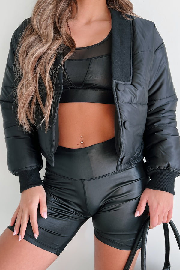 Might Surprise You Padded Crop Jacket (Black) - NanaMacs